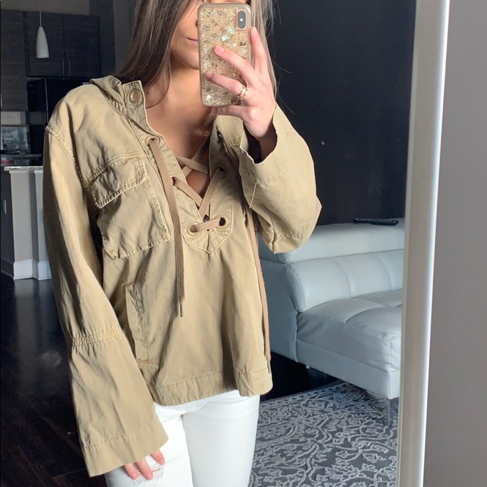 Free people pull over hoodie light jacket cargo